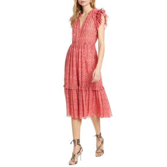 ULLA JOHNSON Linnea Dress in Hibiscus 0 - Picture 2 of 9